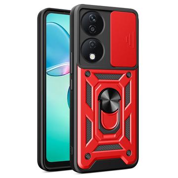 Coque Hybride Honor X7b/90 Smart à Anneau Rotatif avec Protection pour Appareil Photo - Rouge