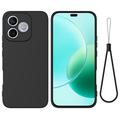 Coque Honor X80i/600 Lite/500 Smart en silicone liquide avec dragonne - Noire