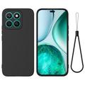 Coque Honor X8c en silicone liquide avec dragonne - Noire