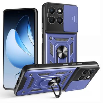 Coque Hybride Honor X8c à Anneau Rotatif avec Protection pour Appareil Photo - Bleue