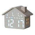 Réveil numérique LED multifonction en forme de maison - Texture tissu - Gris