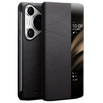 Étui à Rabat Huawei Pura 70 en Cuir Qialino Smart View - Classique - Noir