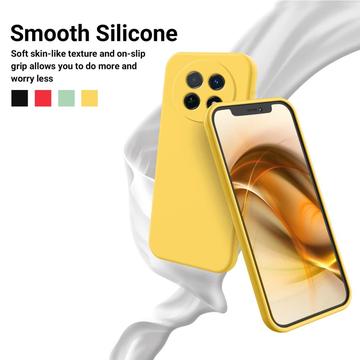 Coque Huawei nova 14i en silicone liquide avec dragonne - Jaune