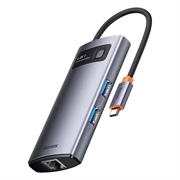 Hub 4en1 Baseus Metal Gleam Series WKWG070113, USB-C vers 3x USB 3.0 + Ethernet RJ45