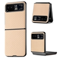 Coque Hybride pour Motorola Razr 40 - Fibre de Carbone - Beige