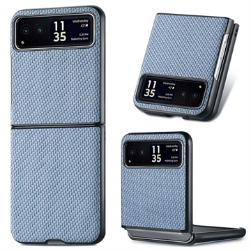 Coque Hybride pour Motorola Razr 40 - Fibre de Carbone - Bleu