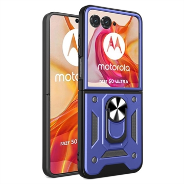 Coque Hybride Motorola Razr 50 Ultra avec Support Bague - Bleue