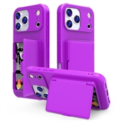 Coque Hybride iPhone 17 Pro Max avec Miroir et Porte-Cartes - Violete