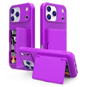 Coque Hybride iPhone 17 Pro avec Miroir et Porte-Cartes - Violete