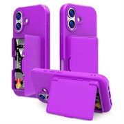 Coque Hybride iPhone 17 avec Miroir et Porte-Cartes - Violete