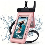 Étui flottant étanche IPX8 pour téléphone avec deux compartiments de rangement - 7.5" - Rose