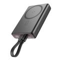 JOYROOM JR-PBM01 PD 20W 10000mAh Phone Power Bank Chargeur magnétique sans fil avec câble intégré / Kickstand - Noir