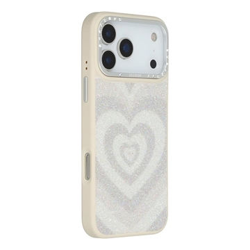 Coque hybride magnétique iPhone 17 Pro Max Jaucase avec motif de coeur - Blanche