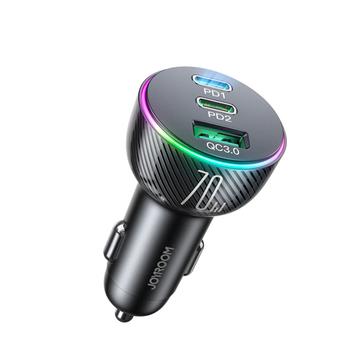 Joyroom JR-CL26 Chargeur de voiture 70W avec 3 ports - 2x USB-C, USB-A - Noir