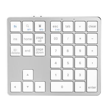 K-35 Bluetooth Keypad Slim 35-Key Computer Laptop Keyboard Tablet Accessories - Silver White