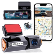 Caméra embarquée double K19 4K Ultra HD avec GPS et Wi-Fi - Noir