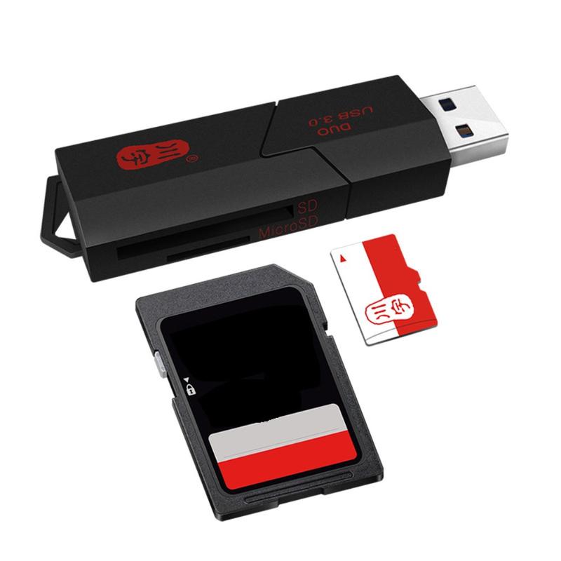 KAWAU C307DUO Adaptateur USB 2-en-1 USB 3.0 vers lecteur de cartes