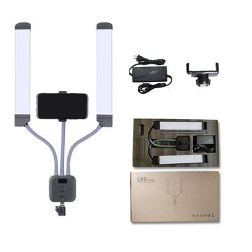 KN176 Double bras lumière LED 3000K-6000K caméra Portable Selfie Kit d\'éclairage pour la diffusion, le tournage, la photographie