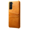 Coque Samsung Galaxy S22 5G en Plastique Revêtue avec Porte-Cartes KSQ - Orange
