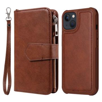 Étui Portefeuille iPhone 14 - Série KT Multifunctional - Marron