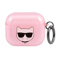 Étui en TPU AirPods 3 Karl Lagerfeld Glitter Choupette Head - Rose