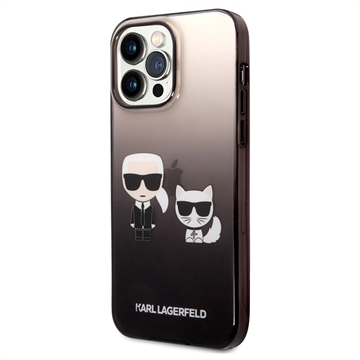 Coque iPhone 14 Pro Max Karl Lagerfeld Gradient Karl & Choupette - Noire