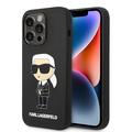 Coque iPhone 15 Pro en Silicone Karl Lagerfeld Ikonik - Noire