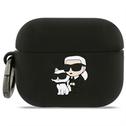 Étui en silicone 3D AirPods Pro 3 Karl Lagerfeld Karl & Choupette - Noir