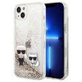 Coque iPhone 14 Plus Karl Lagerfeld Liquid Glitter Karl & Choupette - Dorée