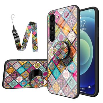 Coque Hybride Samsung Galaxy S23 5G Checkered Pattern - Mandala Coloré