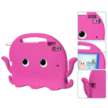 Coque iPad 10.2 2019/2020/2021 Antichoc Portative pour Enfants - Poulpe - Rose Vif