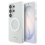 Coque Hybride Samsung Galaxy S26 Ultra Lacoste Frosted Finish Gold Logo - Compatible MagSafe - Blanche