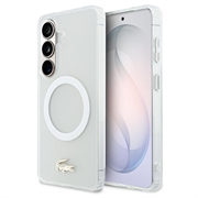 Coque Hybride Samsung Galaxy S26 Lacoste Frosted Finish Gold Logo - Compatible MagSafe - Blanche