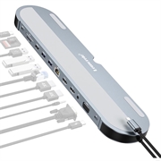 Hub USB-C / station d'accueil Lemorele TC28 12-en-1 - Argent / Gris