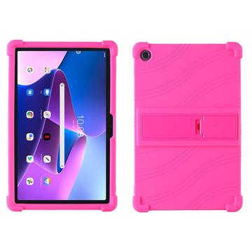 Lenovo Tab M10 Plus Gen 3 Étui en silicone avec béquille - Rose vif