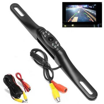 Caméra de voiture avec cadre de plaque d\'immatriculation et objectif grand angle - Noir
