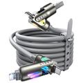 Câble de recharge 4 en 1 Lisen 240W avec RGB - 2m - Gris