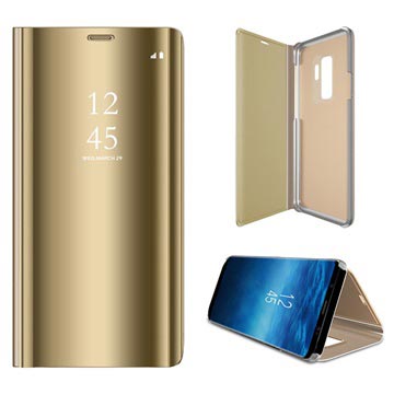 Étui à Rabat Luxury Mirror View pour Samsung Galaxy S9+ (Emballage ouvert - Acceptable) - Doré