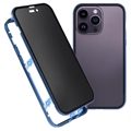 Coque Magnétique iPhone 15 Pro Max avec Verre Trempé de Confidentialité - Bleue