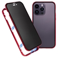 Coque Magnétique iPhone 15 Pro Max avec Verre Trempé de Confidentialité - Rouge