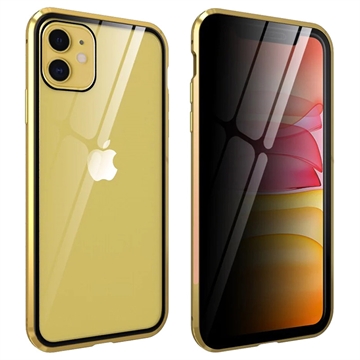 Coque Magnétique iPhone 11 avec Verre Trempé de Confidentialité - Doré