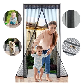 Rideau de porte en maille magnétique - 120x210cm - Noir