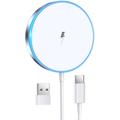 Chargeur magnétique sans fil avec lumière LED - 15W - Blanc