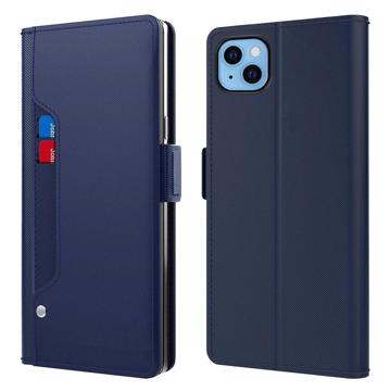 Etui à Rabat iPhone 13 avec Miroir de Maquillage - Bleu