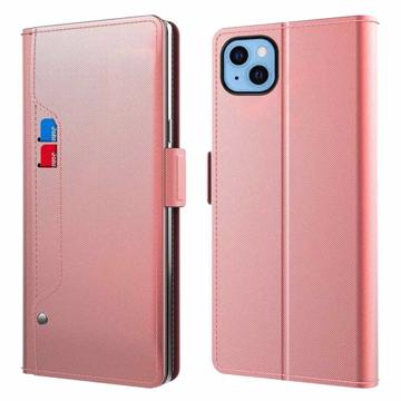 Etui à Rabat iPhone 13 avec Miroir de Maquillage - Rose Doré