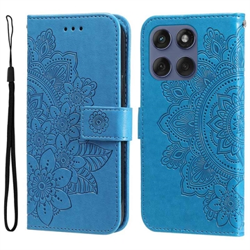 Étui Portefeuille Motorola Edge 60 Fusion Mandala Série - Bleu