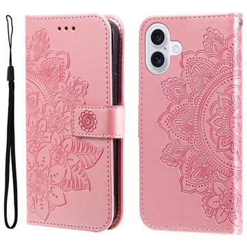 Étui Portefeuille iPhone 17 Mandala Série - Rose