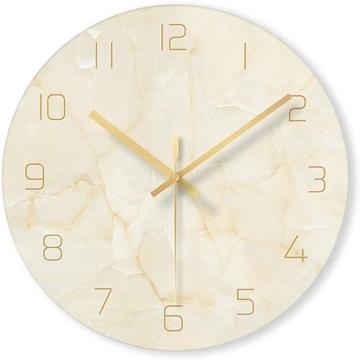 Horloge murale décorative à motif de marbre - 30cm - Beige