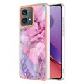 Coque Motorola Moto G84 en TPU Marble Pattern Galvanisé IMD - Bleu / Rose