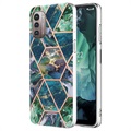 Coque Nokia G21/G11 Marble Pattern Galvanisé IMD - Bleue / Verte